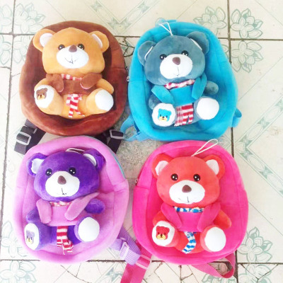Bear 3 kindergarten children plush bag boys and girls snacks backpack cartoon cute backpack