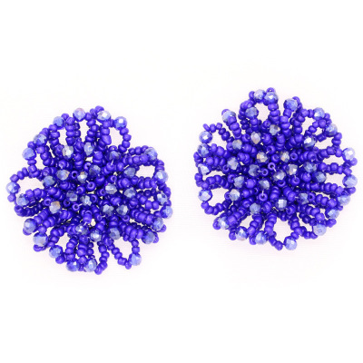 In Summer Europe and the United States rice bead knitting crystal earrings and the handmade flowers rice bead wholesale