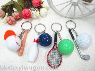 Sports baseball three-in-one key ring wholesale gift tennis key ring German golf key ring