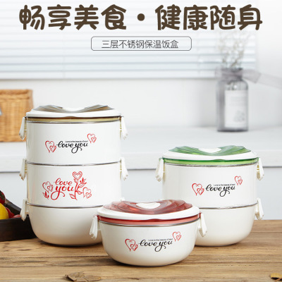 The New double stainless steel lunch box 304 stainless steel microwave lunch box round lunch box