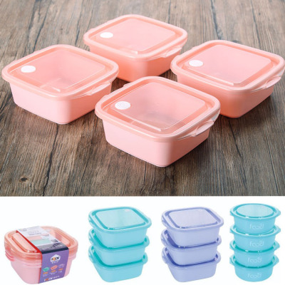 New plastic microwave oven crisper set gift gift set 4 pieces square food crisper box wholesale