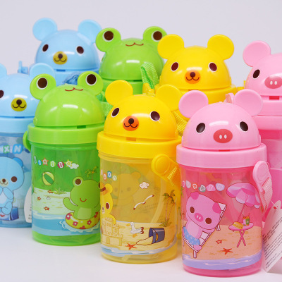 500ml new cartoon opening students straw kettle gift children animal kettle water cup custom LOGO