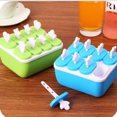 New plastic square Popsicle mold gift 8 bar Popsicle mold homemade ice cream bar ice cube box customized