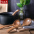 Teak Spoon Anti-Slip Hook Spoon Wooden Spoon Unpainted Solid Wood Long Handle Household Extended Casserole Soup and Porridge Porridge Spoon