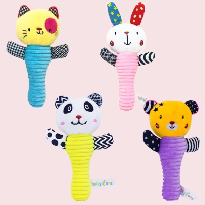 Babyfans Infant Educational Plush Toy Hand Stick BB Device Comfort Toy