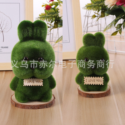 New Creative Moss Bear Rabbit Christmas Flocking Toy Garden Landscape Decoration Simulation Plant Bonsai Decoration