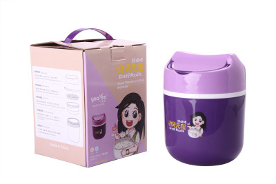 The new factory direct sales practical portable students bento thermal insulation bucket plastic lunch box customization