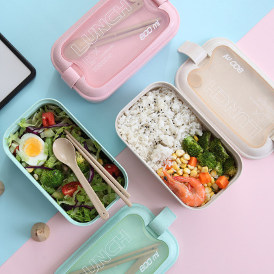 Brazilian wheat straw single-layer lunch box students can microwave oven with tropical cover bento box office workers adult