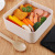 Environmentally friendly wheat straw lunch box large capacity square double deck lunch box 1400 ml portable elastic lunch box