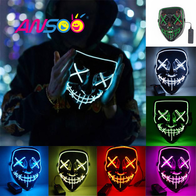 Amazon Hot Luminous V for Vendetta Mask Shuffle Dance Led Horror Halloween Processing Custom Mask