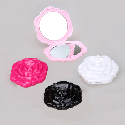 High-Grade Plastic Rose Folding round Magic Mirror Makeup Mirror Double-Sided Stereo Dressing Mirror Factory Wholesale
