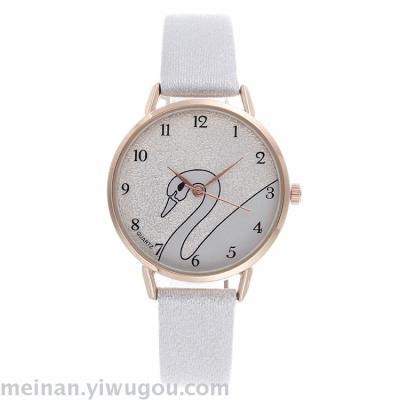 New thin band swan digital face simple watch for ladies