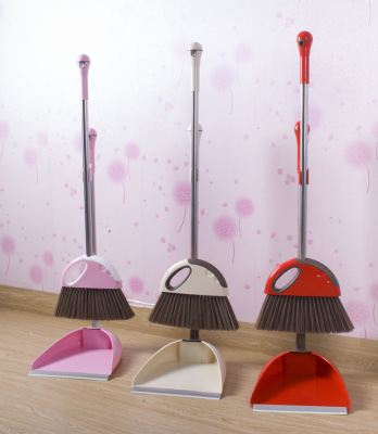 Elegant broom set family top grade plastic stainless steel dustpan set