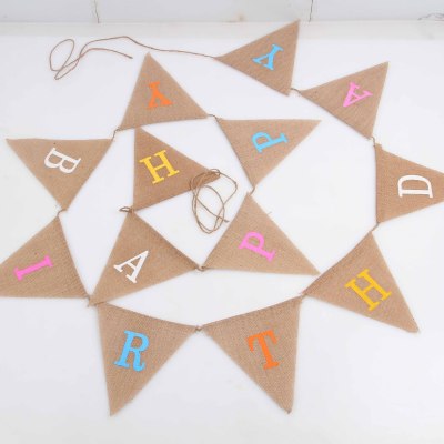 Birthday party flag pennant pennant photo shoot vintage linen prop draw flower wedding banner decoration