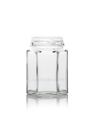 Jam Jar Hexagonal Glass Bottle 180ml 280ml 380ml