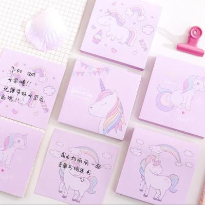 Japanese and Korean Creative New Cartoon Unicorn Square Notepad Sticky Notes Sticker Student Message Notes