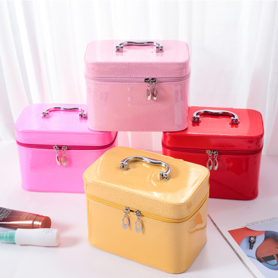 Korean Style Stylish and Versatile Portable Make-up Bag Three-Piece Laser PU Leather Storage Bag Factory Direct Sales