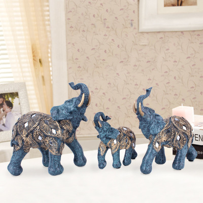 Crafts Resin European Style Pattern Brown Family Fun Elephant Resin Decorations Home Ornament Mixed Batch