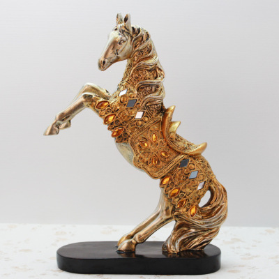 European-Style Golden Jump Horse Resin Decorations Living Room Wine Cabinet Decorations Retro Creative Crafts Opening Gift