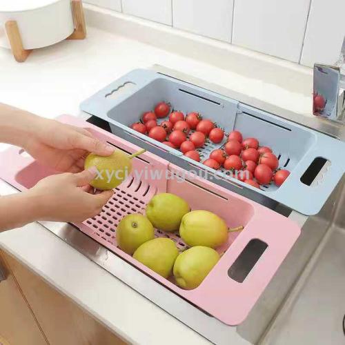 retractable adjustable sink telescopic washing vegetable basket washing water fruit and vegetable basket