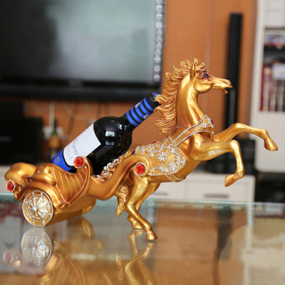 Resin Crafts European Horse-Drawn Tram and Elephant Trolley Wine Rack Decoration Business Gifts Factory Direct Sales
