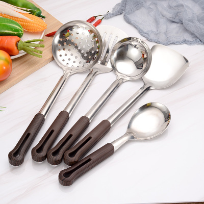 Thickened stainless steel spatula spoon family hotel ebony handle spatula spoon frying spatula kitchen utensils wholesale