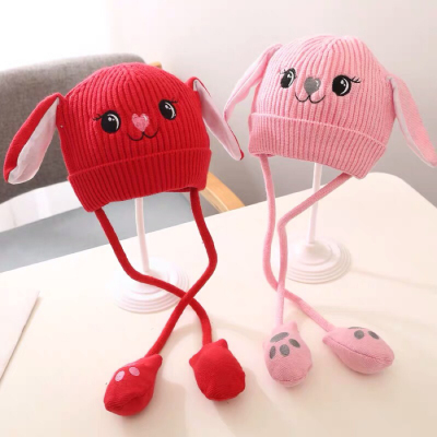 Children's Winter Hat Korean-Style Rabbit Ears Straw Hat Children's Winter Hat Knitted Wool