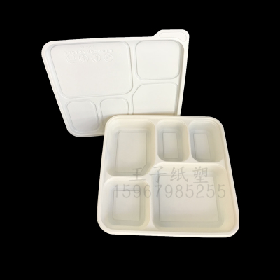 5-Grid Disposable Corn Starch Packaged Lunch Box Degradable Takeaway Packing Box Environmentally Friendly Lunch Box