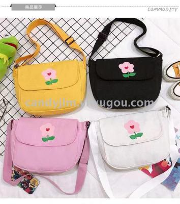 Canvas bag for women autumn 2019 sesame street embroidered cross bun web celebrity same style one-shoulder bag fashion