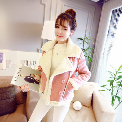 The New winter fur scooter Short suede lamb coat jacket for women in suede cotton - padded jacket