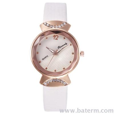 Fashionable foreign trade hot-selling small fan set diamond round nail belt lady watch quartz watch