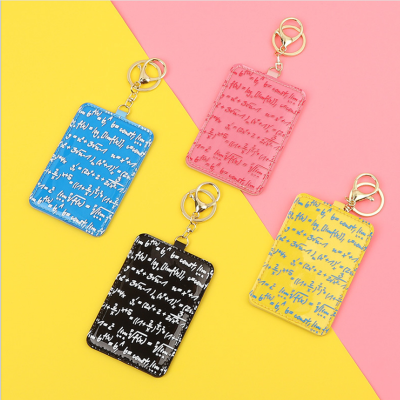 Trendy math formula card bag student meal card bag printed words bus card bag key chain pendant bag
