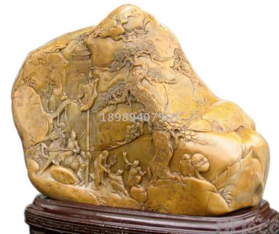 Divine jade yellow shoushan stone carving