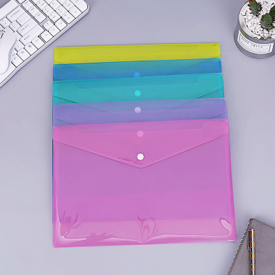 In Stock Wholesale Snap Button A4 Transparent Bag 209 Plastic File Bag Bill Material Storage Portfolio Customization