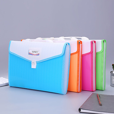 Fresh Portable 13 Grid File Holder Multi-Layer Insert Folder Student Female Examination Paper Bag Buggy Bag Briefcase