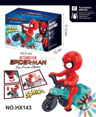 Douyin hot style spider-man electric universal tricycle motorcycle light music stunt car bucket car