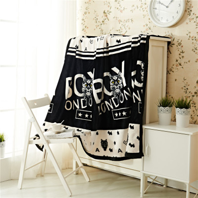 6-Year Blanket Factory Special Offer Wholesale Inventory Customized Foreign Trade Fleece Blanket Polyester Black and White Printing Gift