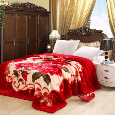 Customized High Quality Wedding Home Textile Festive Red Printing Series Laschel Blanket Blanket Raschel