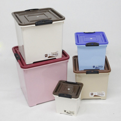 Factory direct selling 1551A solid color square box 75L plastic storage box easy button storage box