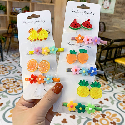 Korean Style Internet Hot Children's Simple Fruit Hairpin Cool Xuan Ya Small Flower Side Clip Candy Color BB Clip Headdress