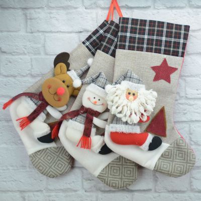 Christmas Socks Christmas Stockings Decorative Linen Christmas Gift Bag Cartoon Christmas Socks for Old People Christmas Gift Bag