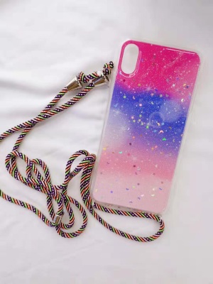 Transparent mobile phone case oblique cross rope mobile phone case protection