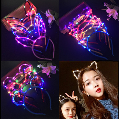 Shining cat ear headband flashing rabbit ear concert headband flashing code gift night market intermittent hot supply