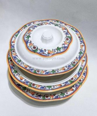 Melamine tableware cover bowl imitation porcelain cover bowl 8 \\\"9\\\" 10\\\"