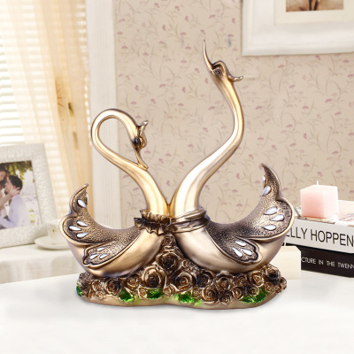 Resin Crafts Love Heart-to-Heart Swan Home Decoration Birthday Gift Wedding Decoration