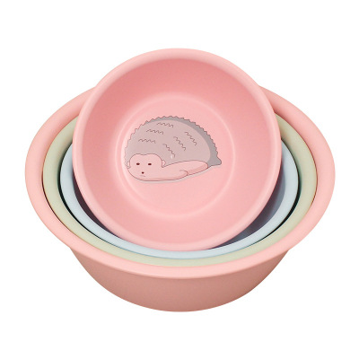 Thickened children's cute washbowl plastic cartoon washbowl baby washbowl three-piece set baby bowl