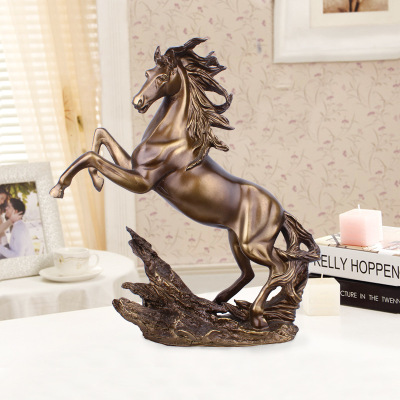 Resin Crafts European Bronze Jump Horse Decoration Creative Living Room TV Cabinet Home Decorations