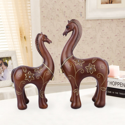 Resin Craft Modern Minimalist Pattern Couple Horse Ornament Creative Living Room TV Cabinet Wine Cabinet Decoration Gift