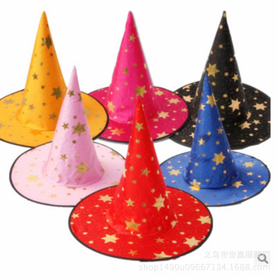 Halloween children witch hat five star hats perform children perform costumes and props
