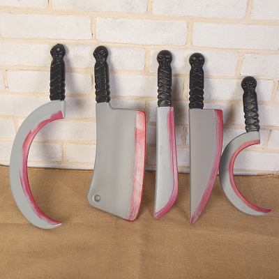 Halloween toy props with blood knife children show props knife simulation plastic with blood kitchen knife wholesale